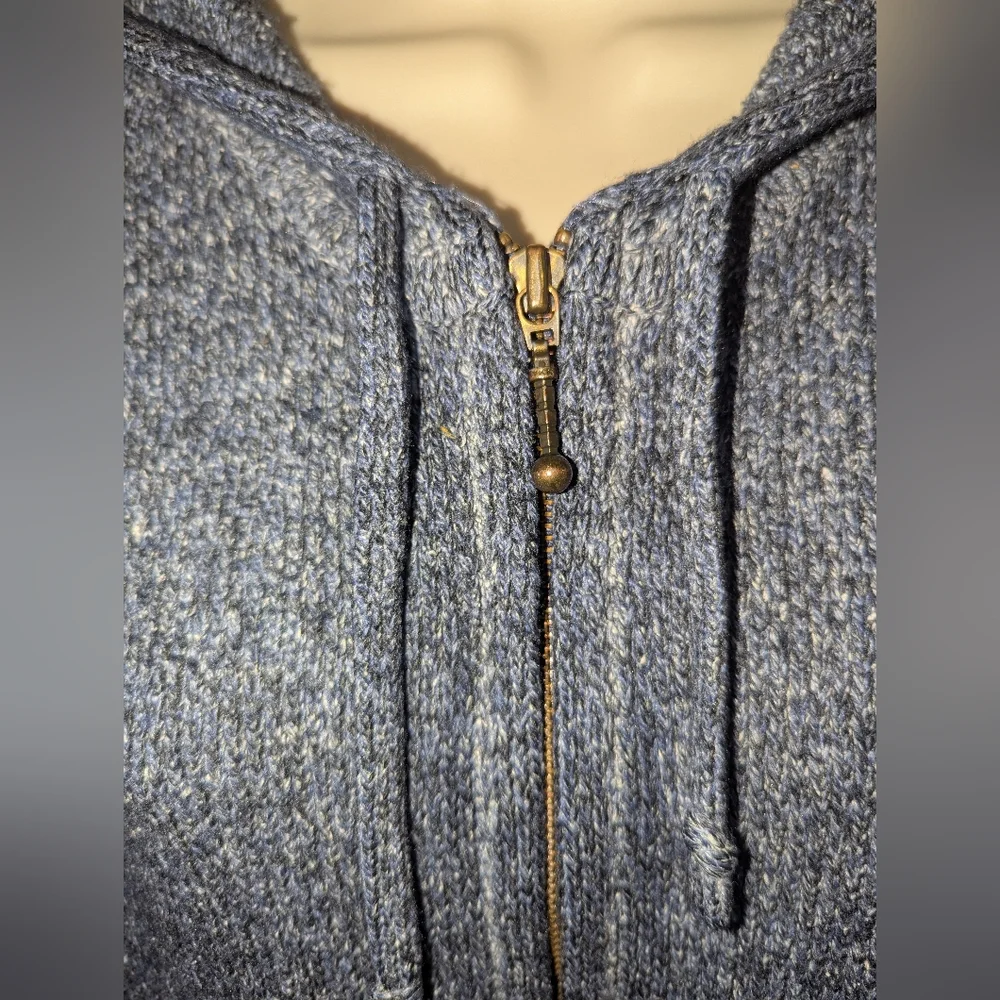Columbia Blue Knit Cardigan with Zip‎ Front And Hood